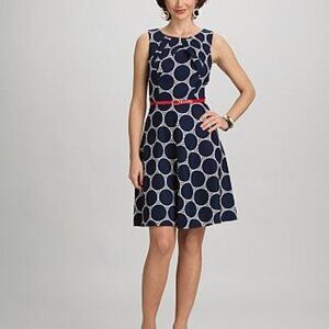 Signature Studio Navy & White Geometric Sleeveless Dress Derby